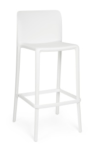 Scaun bar exterior alb din plastic Chloris Arm Bizzotto