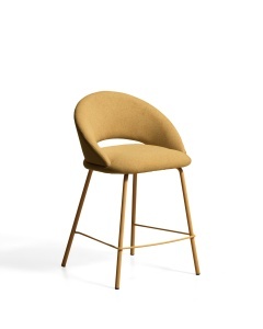 Scaun bar galben mustar din textil Bonali Chenille Kave Home
