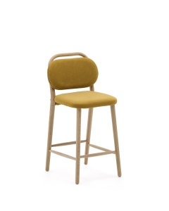 Scaun bar galben mustar din textil Helda Kave Home