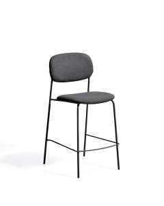Scaun bar gri din textil Meli Chenille Stackable Kave Home