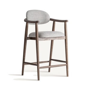 Scaun bar gri/maro din textil Ternat Vical Home