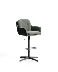 Scaun bar rotativ ajustabil verde din textil Lexa Chenille Kave Home