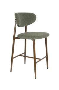 Scaun bar verde din textil Noor Zuiver