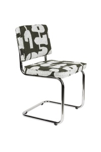 Scaun dining alb/verde din textil Ridge Deco Zuiver