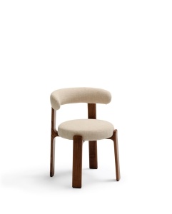 Scaun dining bej din textil Granite Chenille Walnut Kave Home