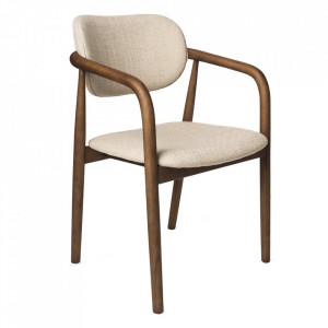 Scaun dining bej/maro din textil Henry Pols Potten
