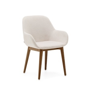 Scaun dining bej/maro din textil Konna FR Kave Home