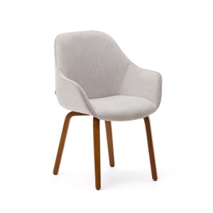 Scaun dining bej/maro inchis din textil Aleli Shearling Kave Home