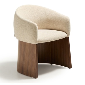 Scaun dining bej/maro inchis din textil Bosca Kave Home