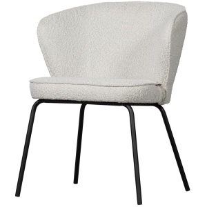 Scaun dining crem din textil Admit Boucle Woood
