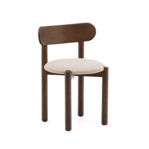 Scaun dining crem/maro inchis din textil Nebai Kave Home