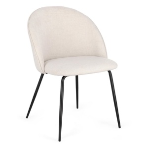 Scaun dining crem/negru din textil Tanya Bizzotto