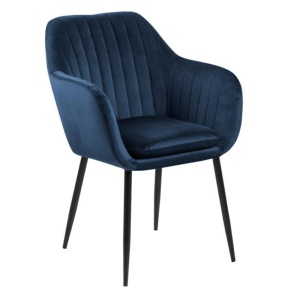 Scaun dining din catifea albastru inchis Emilia Quiet Object