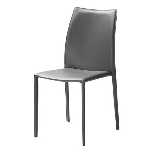 Scaun dining din piele ecologica gri Solene Zago