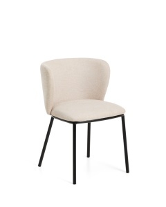 Scaun dining din textil bej Ciselia Steel Chenille FR Kave Home