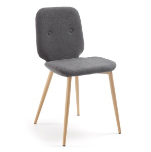 Scaun dining din textil gri Meet Kave Home