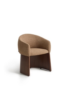 Scaun dining din textil maro Bosca Chenille Walnut Kave Home