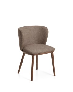 Scaun dining din textil maro inchis Ciselia Dark Chenille FR Kave Home