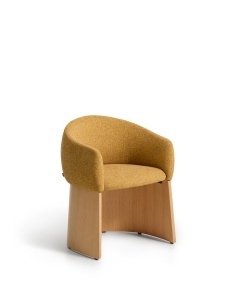Scaun dining din textil ocru Bosca Chenille Oak Kave Home