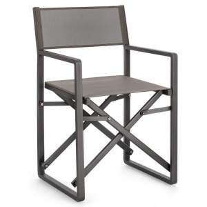 Scaun dining exterior pliabil gri carbune din metal Konnor Bizzotto