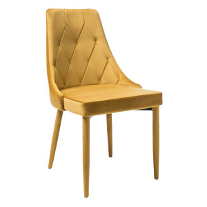 Scaun dining galben din catifea si metal Trix Full Velvet Signal Meble