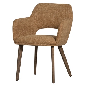 Scaun dining galben/maro inchis din textil Murat Woood