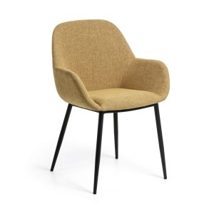 Scaun dining galben mustar/negru din textil Konna FR Kave Home