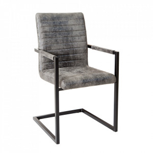 Scaun dining gri antichizat din poliester si fier Cantilever Loft Invicta Interior