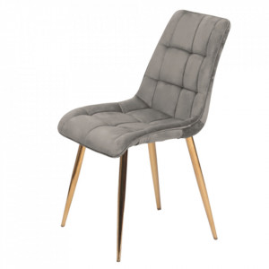 Scaun dining gri/auriu din catifea Chic The Home Collection