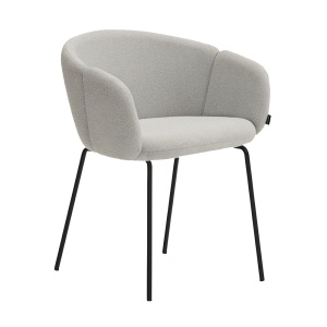 Scaun dining gri deschis din textil Add Teulat
