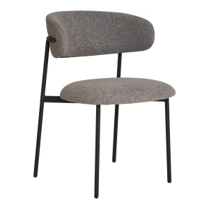 Scaun dining gri deschis/negru din textil Mira Boucle House Nordic