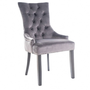 Scaun dining gri din catifea Edward The Home Collection