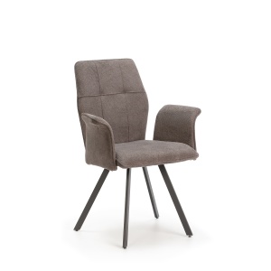 Scaun dining gri inchis din textil Mery Arm The Home Collection