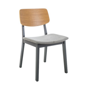 Scaun dining gri/maro din textil Benito The Home Collection