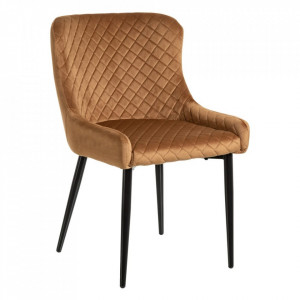 Scaun dining maro camel din catifea si fier Pere The Home Collection