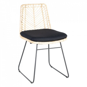 Scaun dining maro/negru din fier si ratan Marafi The Home Collection