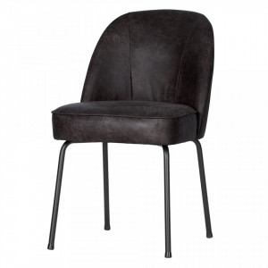 Scaun dining negru din piele Vogue Woood