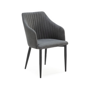 Scaun dining negru din textil Nadi The Home Collection
