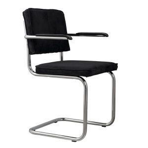 Scaun dining negru din textil Ridge Rib Black 7A Zuiver
