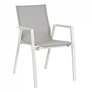 Scaun dining pentru exterior alb din textilena si aluminiu Krion Bizzotto