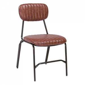 Scaun dining portocaliu inchis/negru din piele ecologica Debbie Bizzotto