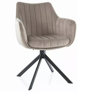 Scaun dining rotativ bej din catifea Azalia The Home Collection