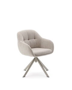 Scaun dining rotativ bej din textil Dorina Chenille Kave Home