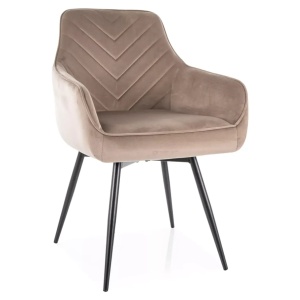 Scaun dining rotativ bej inchis din catifea Servio The Home Collection