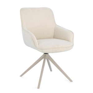Scaun dining rotativ crem din textil Matilda Bizzotto