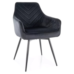 Scaun dining rotativ negru din catifea Servio The Home Collection
