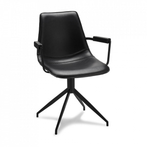 Scaun dining rotativ negru din piele ecologica Isabel Furnhouse