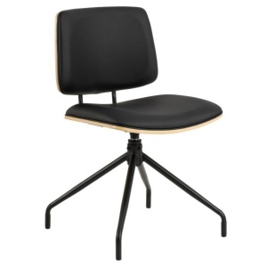 Scaun dining rotativ negru/maro din piele ecologica Owen Actona Company