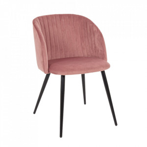 Scaun dining roz/negru din catifea Queen Bizzotto