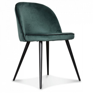 Scaun dining verde menta/negru din catifea si otel Ingrid The Home Collection